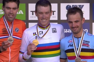 Podium Contre-la-montre Championnats du monde 2018 - Tom Dumoulin Rohan Dennis Victor Campenaerts