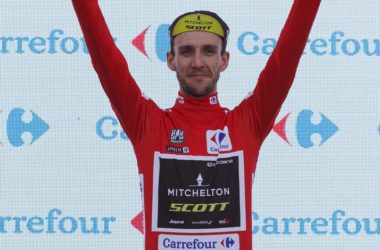 Simon Yates - Maillot rouge Podium - 9e étape Tour d'Espagne 2018