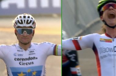 Montage Mathieu Van der Poel - Marianne Vos Coupe du monde cyclo-cross Heusden-Zolder 2018