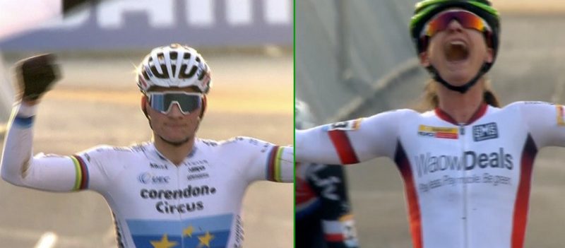 Montage Mathieu Van der Poel - Marianne Vos Coupe du monde cyclo-cross Heusden-Zolder 2018