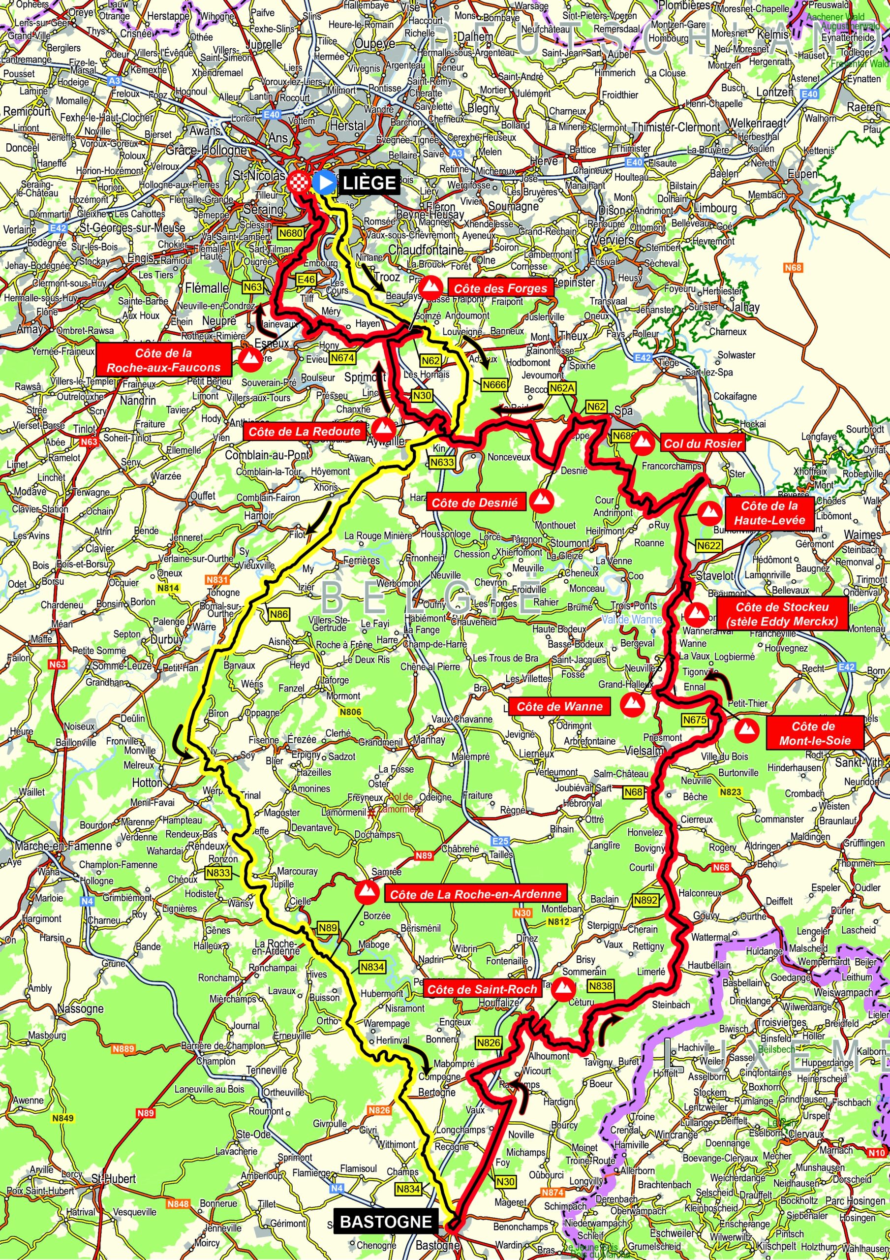 Carte Liège-Bastogne-Liège - Hommes 2021