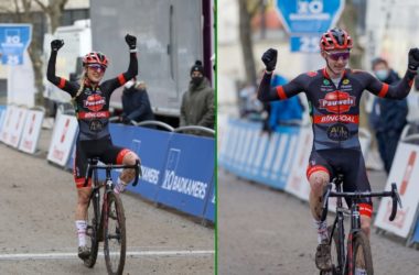Montage Denise Betsema Michael Vanthourenhout Vainqueurs Cyclo-cross de Bruxelles 2022 - Alain Vandepontseele