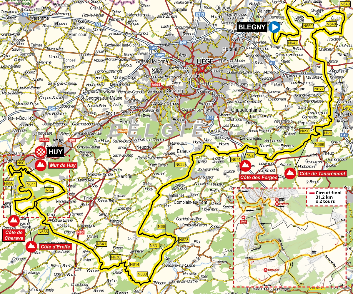 Carte - Flèche Wallonne Hommes 2022