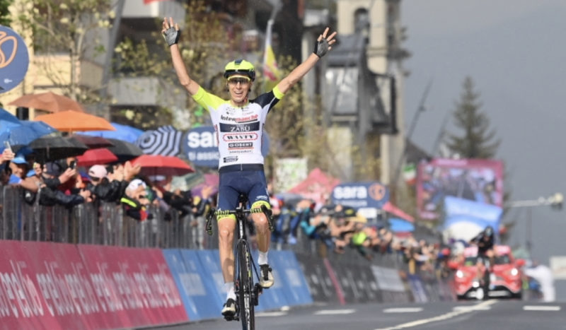 Le Tchèque Jan Hirt (Intermarché-Wanty-Gobert) remporte la 16e étape du Tour d’Italie 2022 à Aprica - Photo : RCS Sport/La Presse