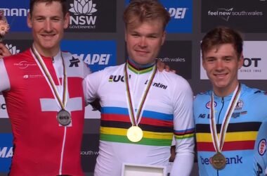 Stefan Kung Tobias Foss Remco Evenepoel - Contre-la-montre Hommes Championnats du monde 2022 - Capture Eurosport