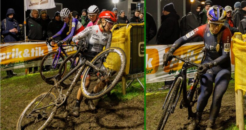 Montage Line Burquier Perrine Clauzel Pauline Ferrand-Prévot - Cyclo-cross de Diegem 2022 - Alain Vandepontseele