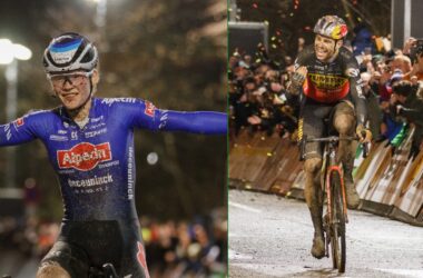 Montage Puck Pieterse Wout van Aert - Vainqueurs Cyclo-cross de Diegem 2022 - Alain Vandepontseele