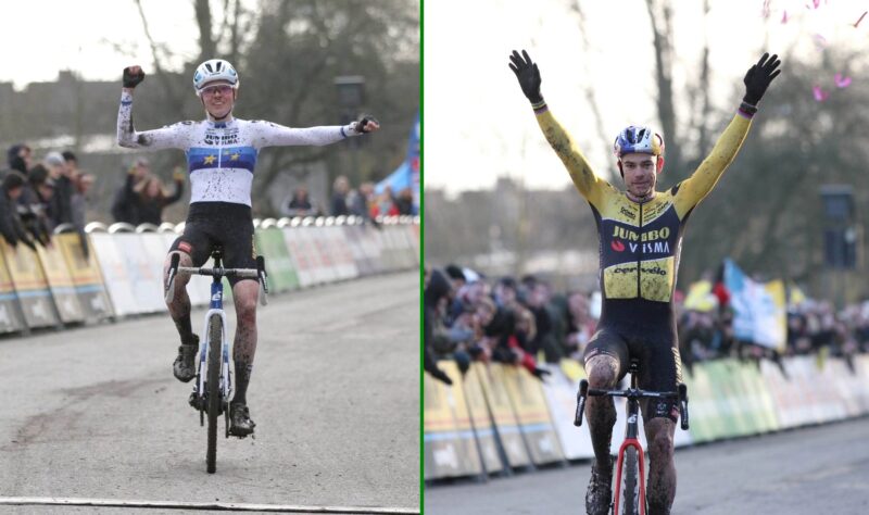 Montage Fem van Empel Wout van Aert - Cyclo-cross de Hammes 2022 - Alain Vandepontseele