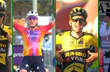 Montage Victoires Van Baarle Kopecky Benoot Wiebes - Circuit Het Nieuwsblad Kuurne-Bruxelles-Kuurne Circuit du Hageland
