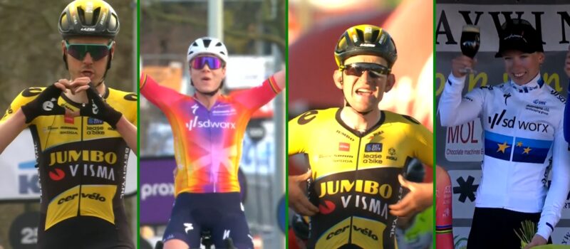 Montage Victoires Van Baarle Kopecky Benoot Wiebes - Circuit Het Nieuwsblad Kuurne-Bruxelles-Kuurne Circuit du Hageland