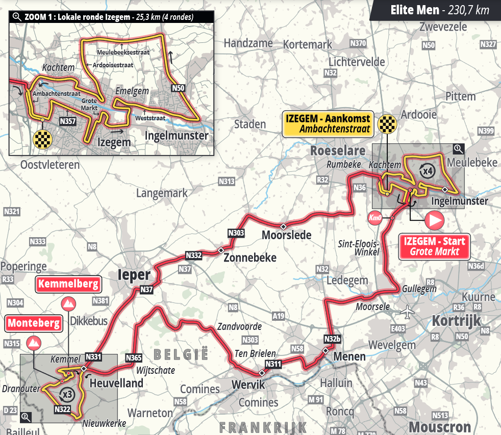 Championnats de Belgique de cyclisme sur route Izegem 2023 - Carte Hommes