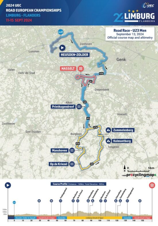 Championnats d'Europe de cyclisme sur route 2024 voici les parcours