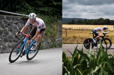Franck Bonnamour (Ag2r La Mondiale) lors du Critérium du Dauphiné 2023 et Antwan Tolhoek (Trek-Segafredo) lors du Critérium du Dauphiné 2022. - Photos : ASO/Billy Ceusters et Aurélien Vialatte
