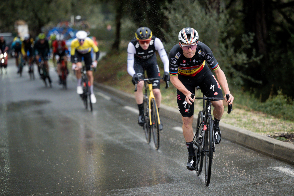 Remco Evenepoel (Soudal Quick Step) à l'attaque sur la 8e étape de Paris-Nice 2024 - Photo : ASO/Billy Ceusters