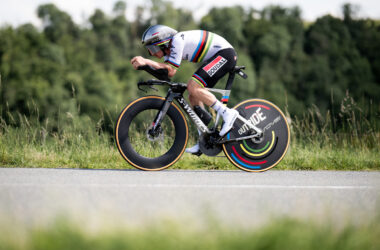 Le champion du monde du contre-la-montre Remco Evenepoel (Soudal Quick Step) lors de la 4e étape du Critérium du Dauphiné 2024 - Photo : ASO/Billy Ceusters