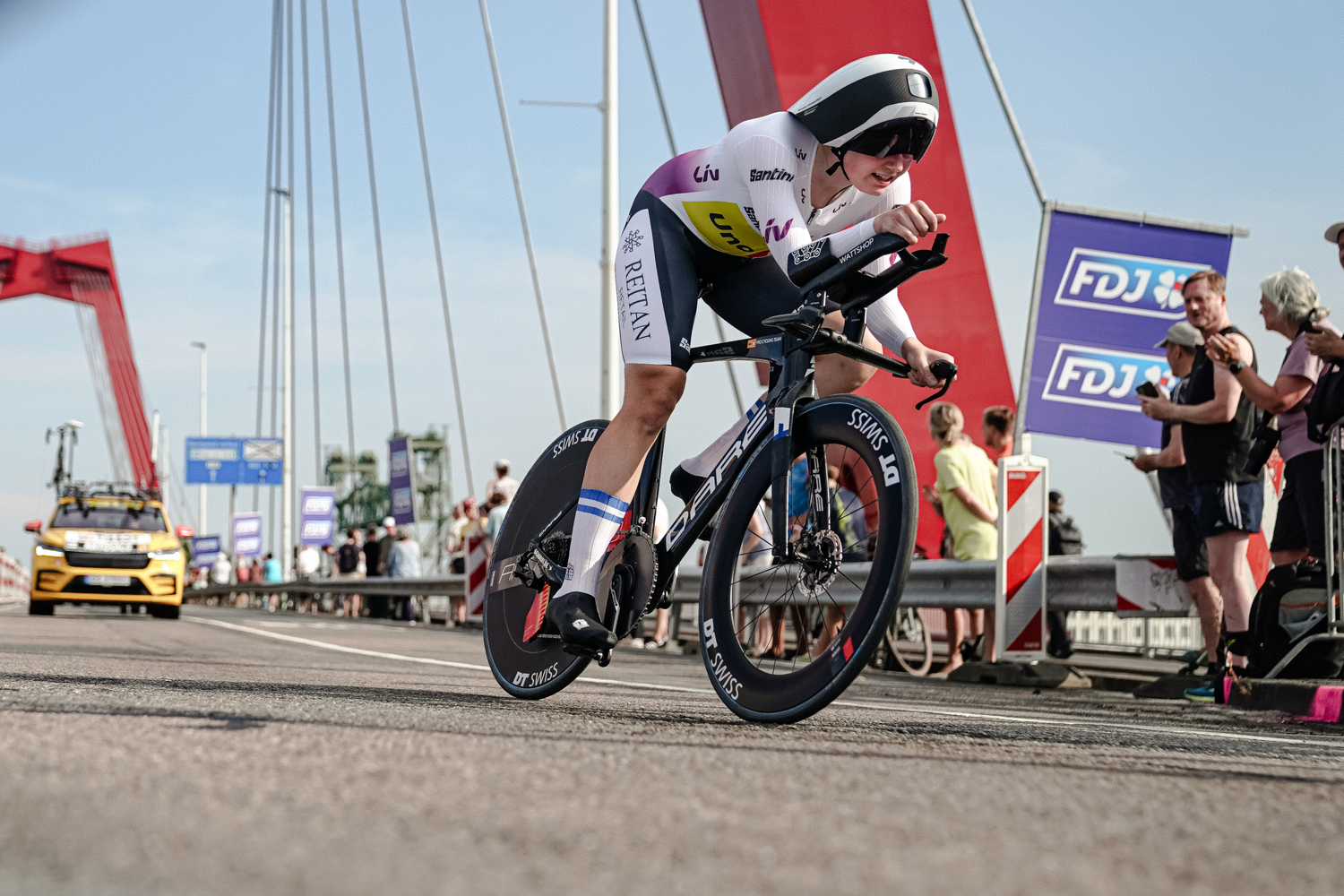 La Finlandaise Anniina Ahtosalo (Uno-X Mobility) sur la 3e étape du Tour de France Femmes 2024, à Rotterdam - Photo : ASO/Thomas Maheux