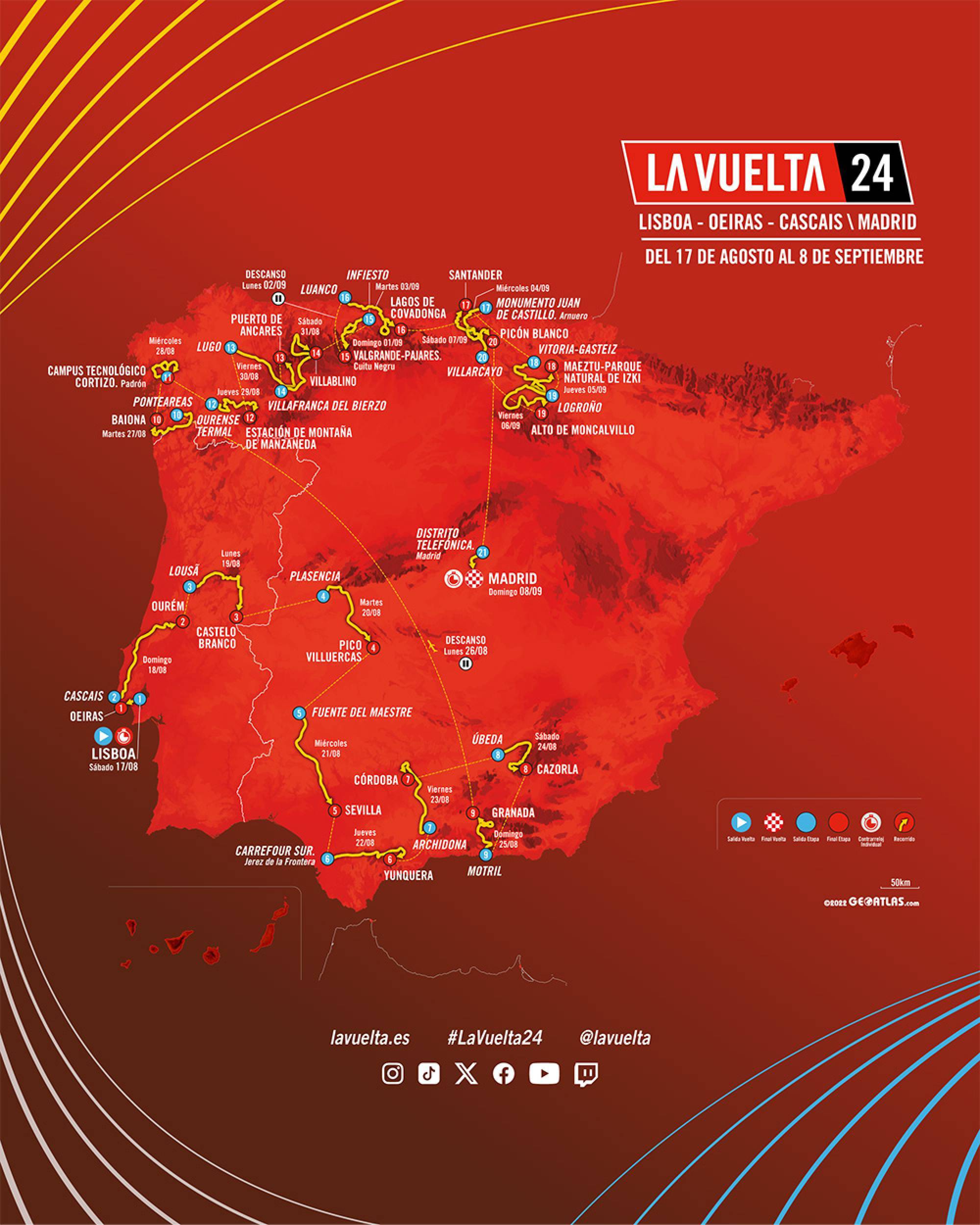 Vuelta a Espana Tour d'Espagne 2024 - Carte