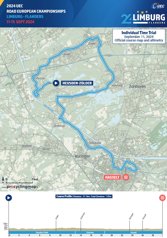 Parcours contre-la-montre individuels - Championnats d'Europe de cyclisme sur route Limbourg 2024