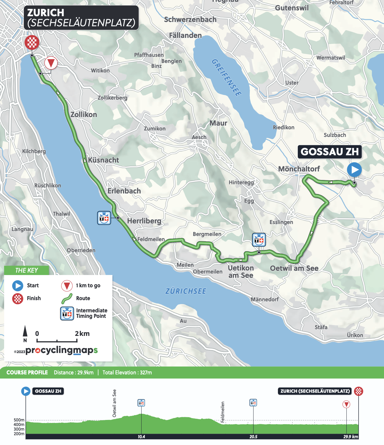 Parcours contre-la-montre 29,9 km - Championnats du monde de cyclisme sur route à Zurich 2024