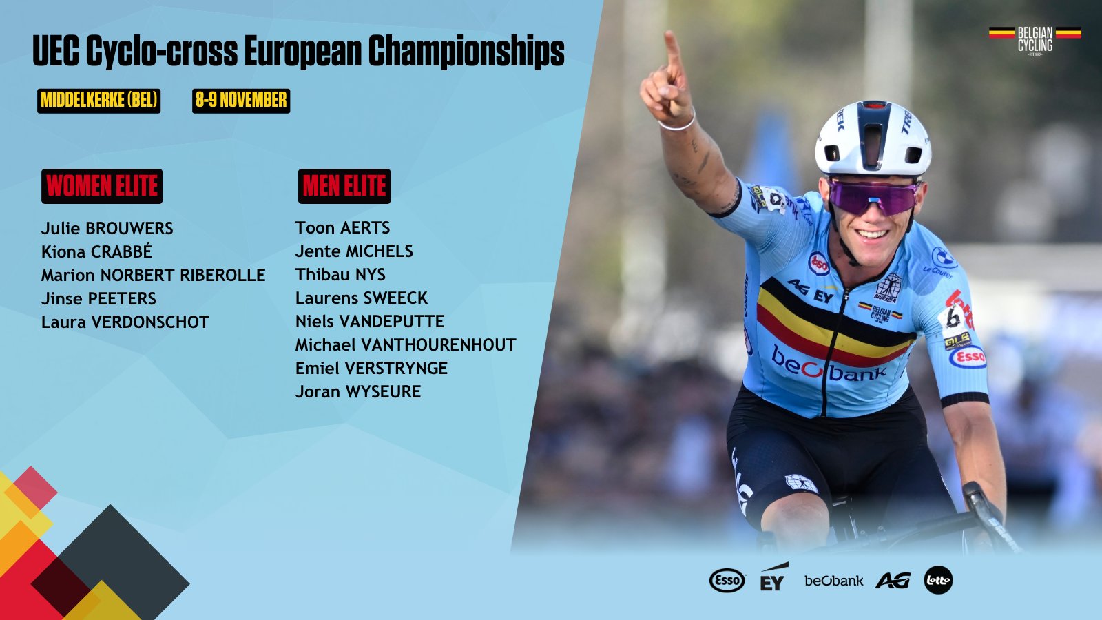 Sélections belges Pros - Championnats d'Europe de cyclo-cross 2025 - Belgian Cycling Team