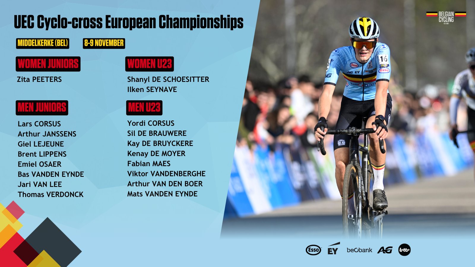 Sélections belges Jeunes - Championnats d'Europe de cyclo-cross 2025 - Belgian Cycling Team
