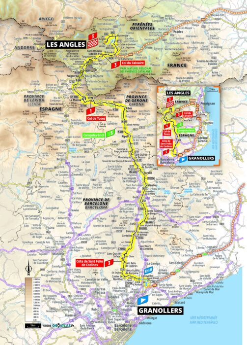 La carte de la 3e étape du Tour de France 2026 - Crédit : ASO/Geoatlas