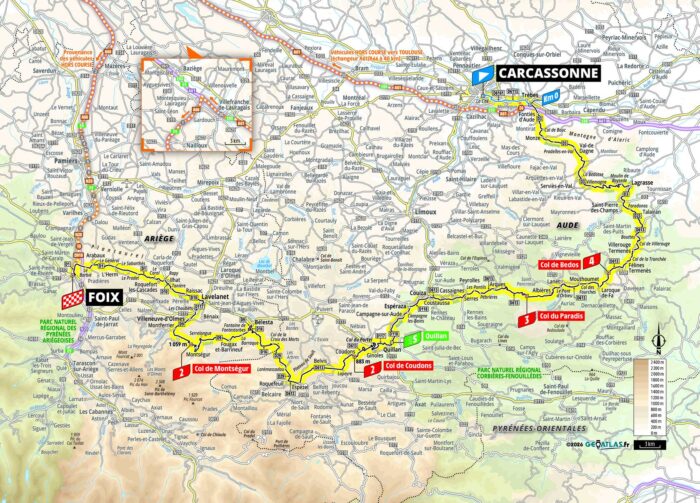 La carte de la 4e étape du Tour de France 2026 - Crédit : ASO/Geoatlas