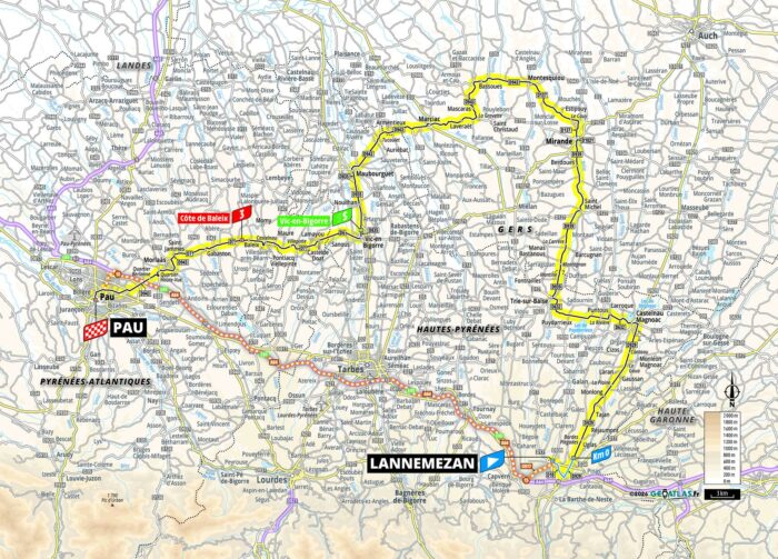 La carte de la 5e étape du Tour de France 2026 - Crédit : ASO/Geoatlas