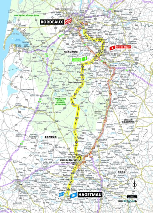 La carte de la 7e étape du Tour de France 2026 - Crédit : ASO/Geoatlas