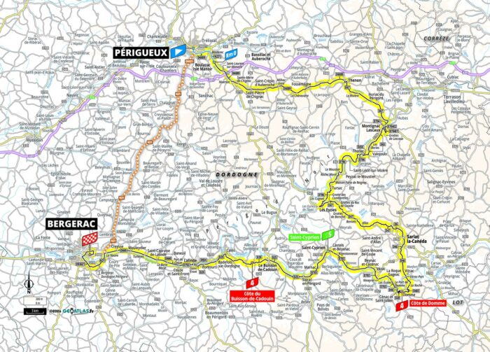La carte de la 8e étape du Tour de France 2026 - Crédit : ASO/Geoatlas