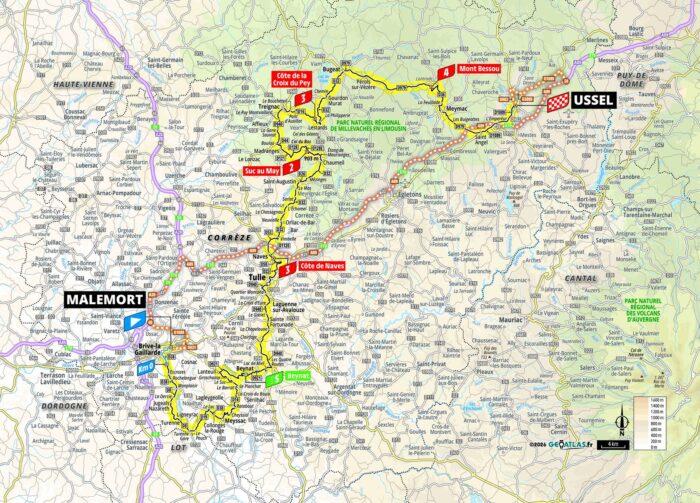 La carte de la 9e étape du Tour de France 2026 - Crédit : ASO/Geoatlas