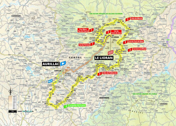 La carte de la 10e étape du Tour de France 2026 - Crédit : ASO/Geoatlas