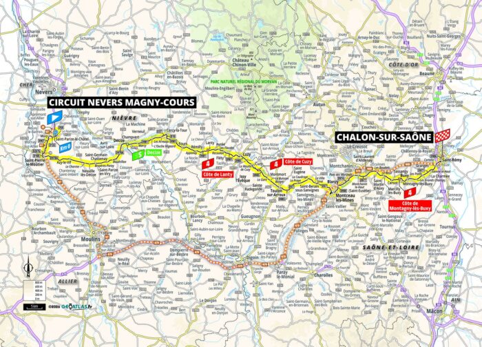 La carte de la 12e étape du Tour de France 2026 - Crédit : ASO/Geoatlas