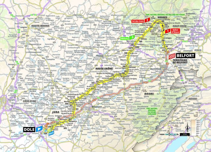 La carte de la 13e étape du Tour de France 2026 - Crédit : ASO/Geoatlas