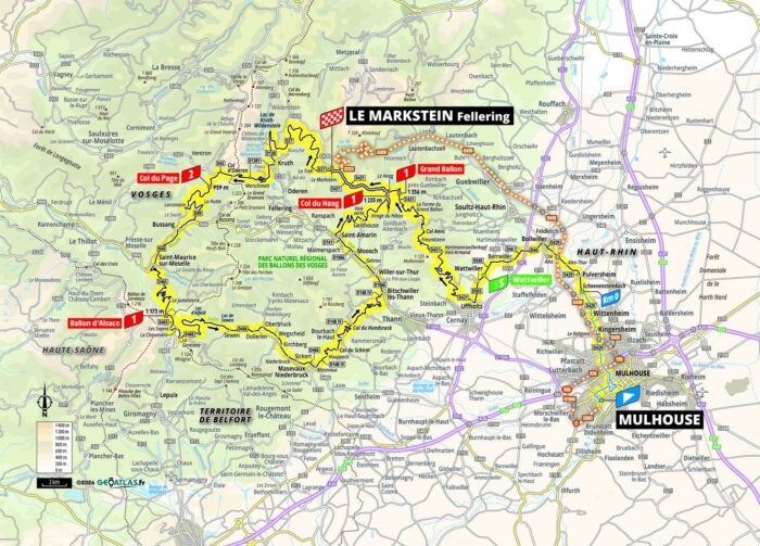 La carte de la 14e étape du Tour de France 2026 - Crédit : ASO/Geoatlas