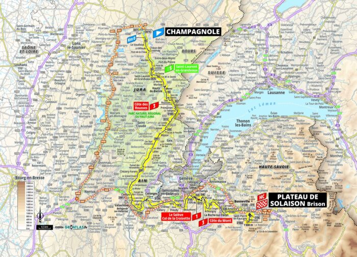 La carte de la 15e étape du Tour de France 2026 - Crédit : ASO/Geoatlas