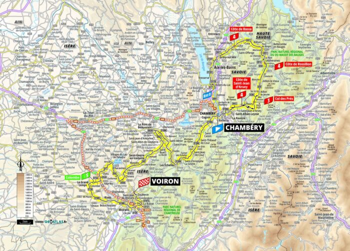 La carte de la 17e étape du Tour de France 2026 - Crédit : ASO/Geoatlas