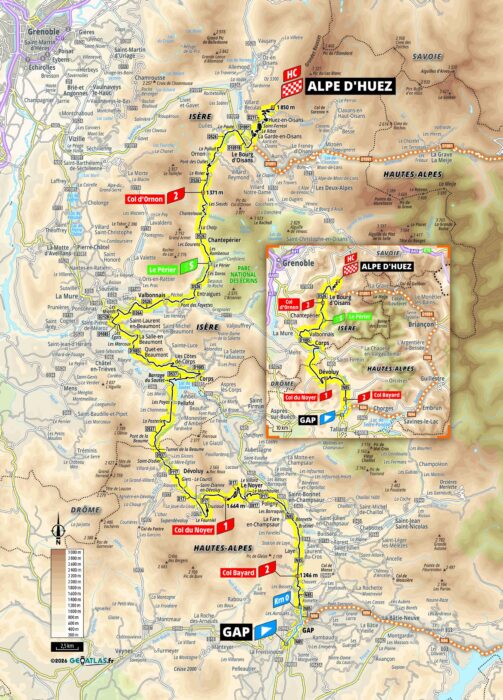 La carte de la 19e étape du Tour de France 2026 - Crédit : ASO/Geoatlas