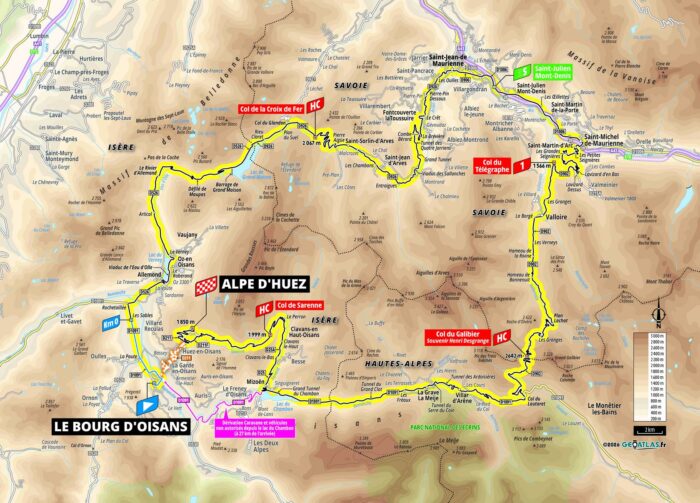 La carte de la 20e étape du Tour de France 2026 - Crédit : ASO/Geoatlas
